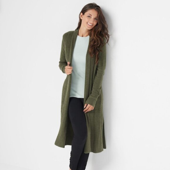 BAREFOOT DREAMS CozyChic Lite Catalina Long Cardigan Olive Green - Picture 8 of 8